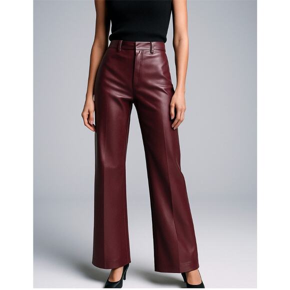 Aleksandre Akhalkatsishvili Low Waisted Faux Leather Pants Bordeaux XL EUC - Picture 1 of 7